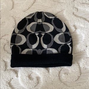 Grey and black Coach beanie